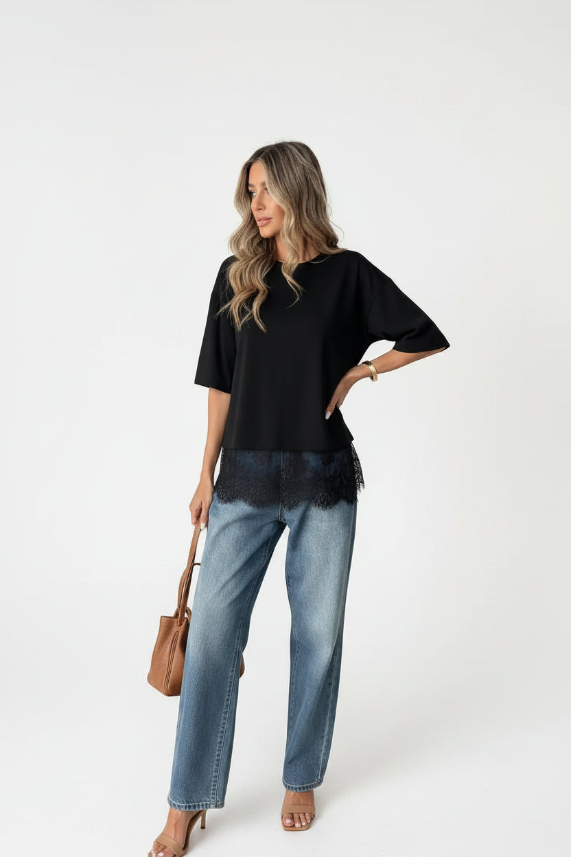 ECLIPSE BLACK LACE TOP