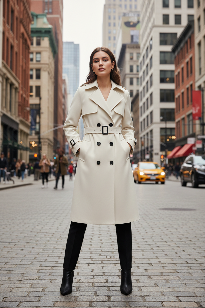 BELGRAVIA IVORY TRENCH LOOK COAT