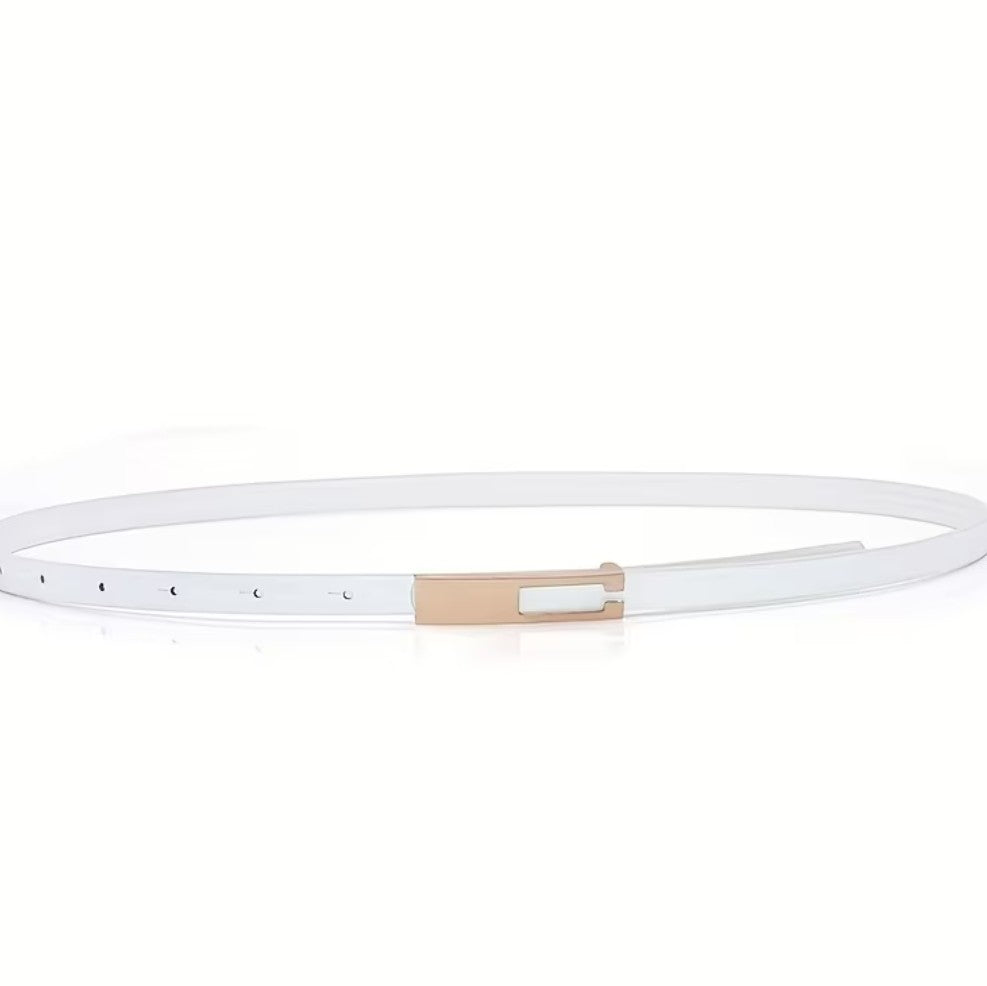 SEROVELLA WHITE BELT WITH GOLD BUCKLE – ELEGANT MINIMALIST WOMEN’S BELT