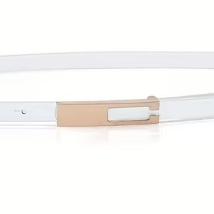 SEROVELLA WHITE BELT WITH GOLD BUCKLE – ELEGANT MINIMALIST WOMEN’S BELT