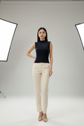 NOIR RIBBED ELEGANCE TOP