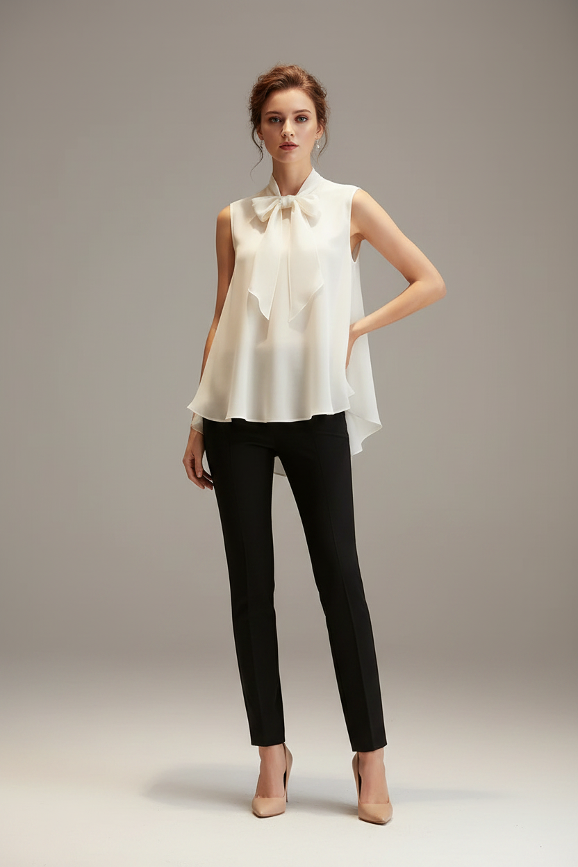 CELESTE WHITE SILK TOP