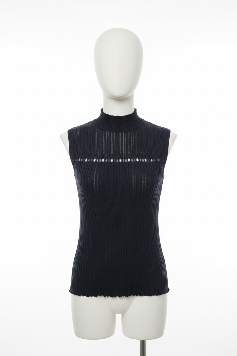 NOIR RIBBED ELEGANCE TOP